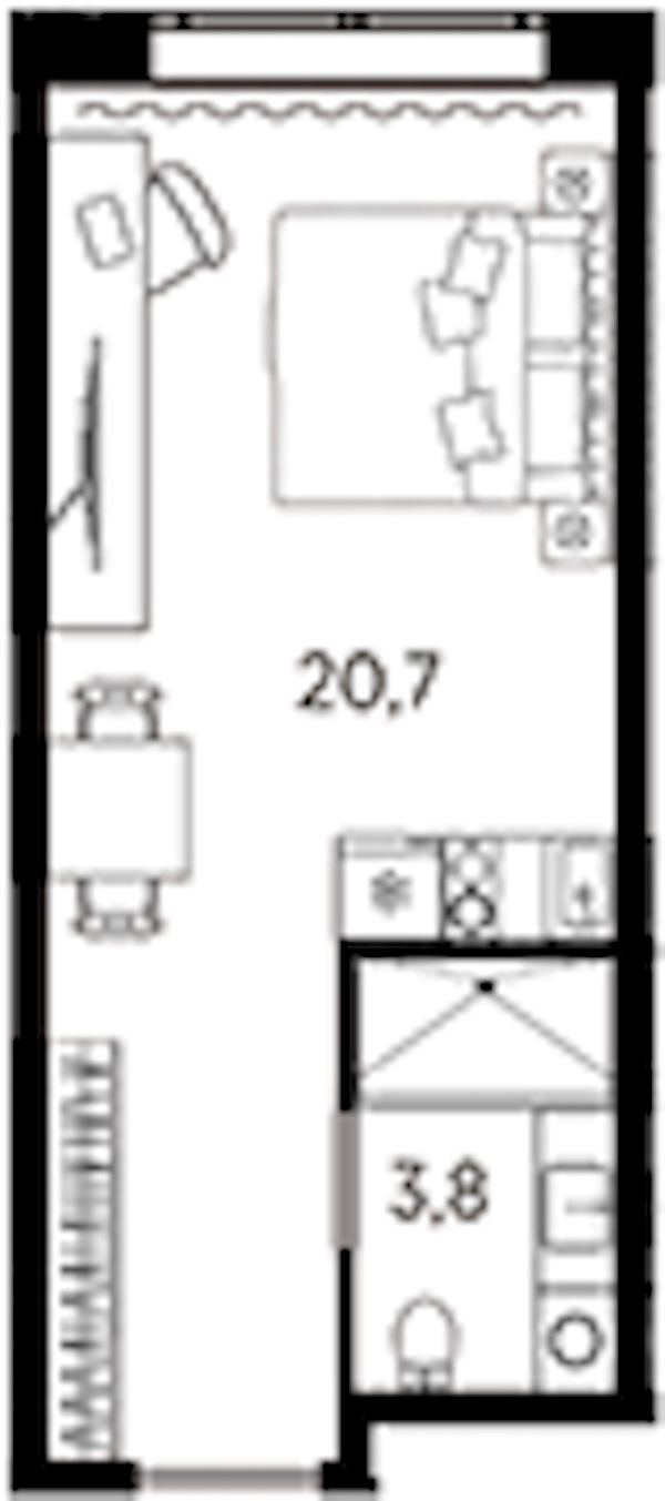 Квартира студия 24.5 м², 2/13 эт., ЖК «AVENIR Industrial»